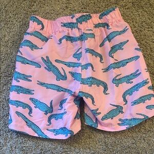 Kids Pink Alligator Swim Shorts